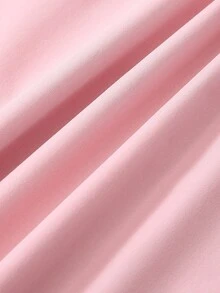 SHEIN 1 件年轻女孩时尚拼布白色和粉色甜美学院风蝴蝶结装饰后拉链领长袖连衣裙，女孩春秋装，返校装，适合日常场合 - 粉色 - 查看 8