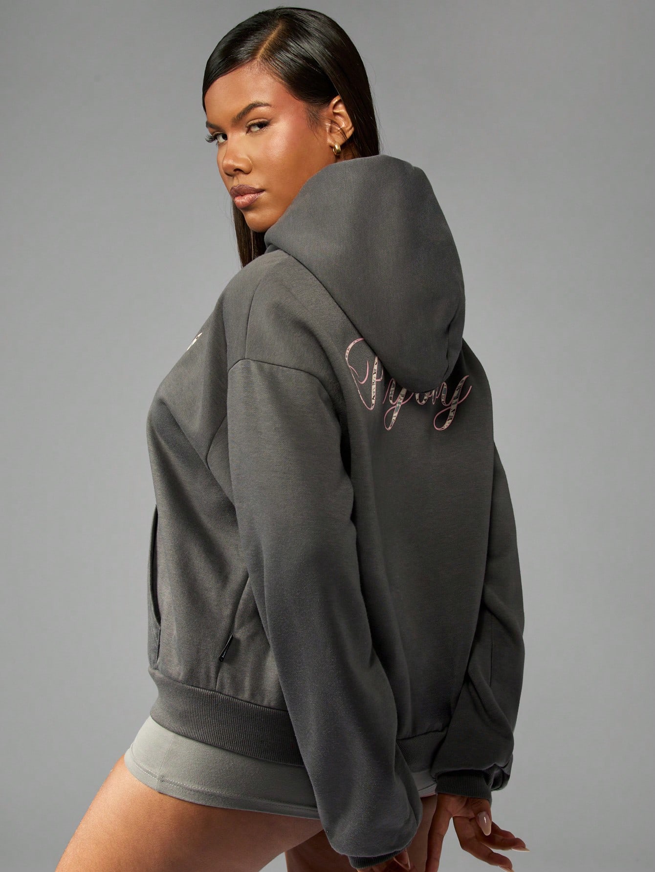 Missguided x Playboy Oversized Full Zip Hoodie With Camo Logo