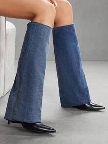 CUCCOO SZL Cuccoo 尖头高筒高跟过膝长靴，性感长筒女式马术靴 - 黑色 - 查看 6