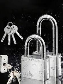 Heavy-Duty Metal Padlock - 4 Keys, Rustproof & Waterproof For Gates, Warehouses & Outdoor Use (Secure Durable Lock)