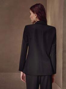 MOTF Classy STRUCTURED SINGLE BUTTON BLAZER - Black - View 3