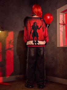 IT x SHEIN Horror Movie Figure Graphic Pullover - Red - View 8