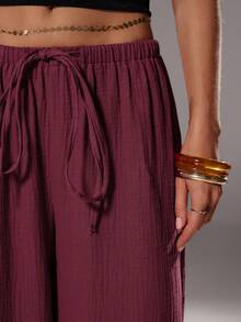 TRNVIE Pantalones rectos de algodón de cintura alta informales para mujer