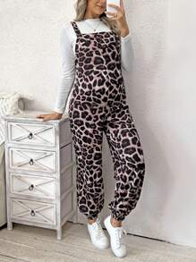 SHEIN 孕妇休闲时尚街头豹纹连体裤（不含T恤） - 彩色 - 查看 6