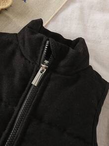 SHEIN Áo khoác vest không tay cổ đứng dày dễ thương đa năng cho bé từ 0-3 tuổi, màu đen, thường ngày, dễ thương, phù hợp cho cả bé trai và bé gái - màu đen - Xem 8
