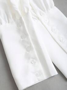 Sweetra 女式黑白撞色简约 A 字迷你连衣裙，适合通勤 - 彩色 - 查看 5