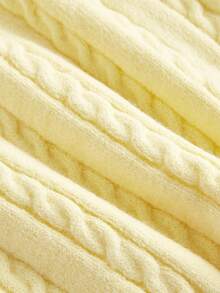 Skyraze 女士麻花针织刺绣修身短款毛衣 - 黃色 - 查看 4