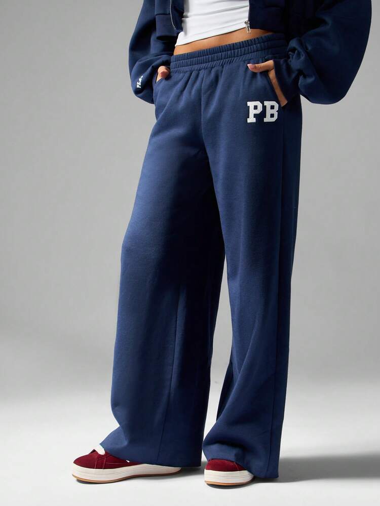 Missguided x Playboy Oversized Classic Wide Leg Sweatpants With Embroidered Logo For Fall Winter Loungewear Casual Fashion Streetwear Comfortable Pants For Campus