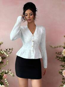 Rafferiza Nuevo cárdigan versátil de estilo coreano suave para mujer, otoño - Blanco - Ver 1
