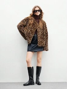 CUCCOO BIZCHIC Women's Round Toe New Flat Thick Sole Black Side Zipper Knee-High Boots, Versatile Daily Commute Flat Tall Boots For Christmas - Black - View 10