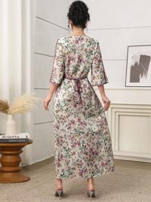 Yasmyna Floral Print Women's Arabic Style Dress,Modest Dress,Fall Clothes For Women,Fall Women Clothes, Fall Clothes, Fall Outfits For Women,Fall Women Dresses