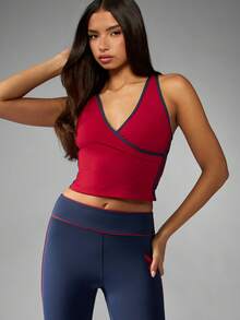 Missguided x Playboy Active Crop Tank Top Performance Athletic Racerback Sleeveless Compression Workout Training Fitness Running Gym Yoga Sports Tank Top