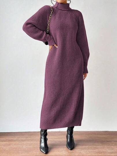 Aalyst 纯色高领针织连衣裙，秋冬休闲风