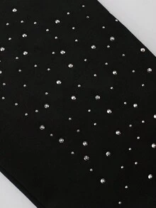 ROMWE MEN Street Life 男士闪亮钻石印花十字长袖 T 恤，宽松短款，秋季 - 黑色 - 查看 6