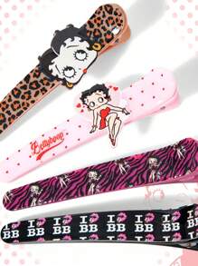 Betty Boop | ROMWE Fashionable Letter & Cartoon Pattern Hair Clips - Multicolor - View 2
