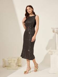 CUCCOO CHICEST Sandalias de tacón alto con puntera redonda, elegantes, glamorosas y sensuales, con decoración de flor de rosa de metal dorado - Dorado - Ver 10