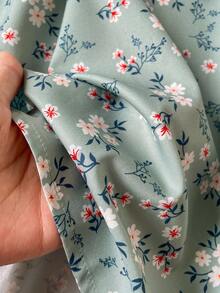 Vestido casual para meninas adolescentes com patchwork floral e bainha redonda, manga comprida