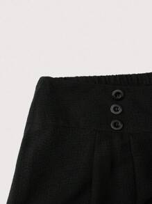 Modelyn Plus Size Solid Color Button Decor Elegant Fashion Skirt