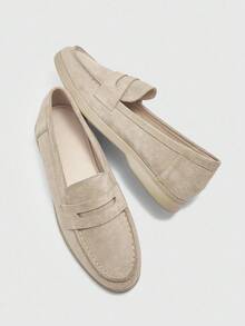 CUCCOO BIZCHIC Giày lười nữ da lộn màu mơ thoải mái, thích hợp để đi làm, đi chơi, đi mua sắm, đi làm, đi làm hàng ngày, giày bệt đa năng - Màu be - Xem 3