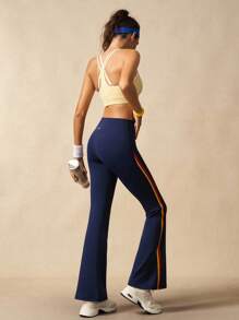 VARSIVA Yoga Women Pants Women's Contrast Striped Flare Leg Sports Pants - Multicolor - View 6
