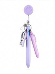 1 件马卡龙护士笔套装，配有可伸缩卷轴、易伸缩扣和徽章夹 - 包括 5 支彩色笔、笔芯和笔盒 - 由塑料材料制成，适用于教师、医生、护士、办公室、学校或促销用途学校用品、返校 - 均碼 - 查看 12