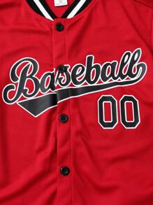 PAVTROS 兒童男生字母圖案帶條紋緣野球領襯衫＆短褲,不包含內搭tee