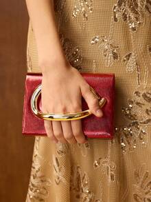 MOTF PREMIUM METALLIC DECOR PU LEATHER CLUTCH - Red - View 9