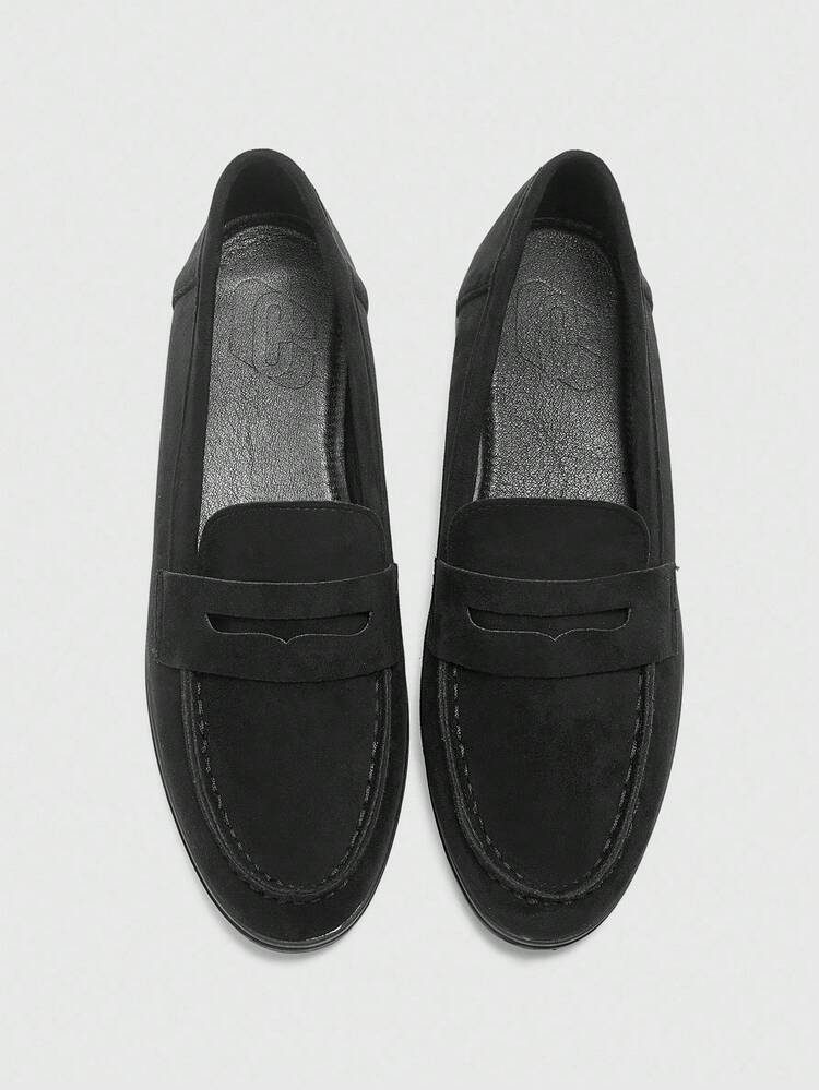 CUCCOO BIZCHIC Women's Fashion Black Suede Comfortable Casual Loafers, Suitable For Commuting, Outdoor, Shopping, Work, Daily Wear For Christmas Spring Shoes