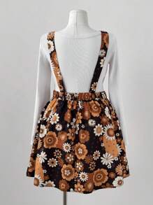 Sweetra Plus Size Pocket Elastic Waist Criss-Cross A-Line Floral Print Elegant Vacation/Party Dress For Women - Multicolor - View 2