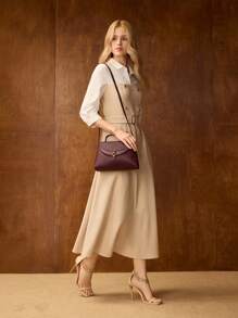 MOTF PREMIUM 带扣 PU 皮革手提包 - 酒紅色 - 查看 3