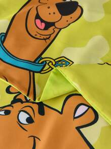 SCOOBY-DOO X SHEIN 3pc Soft & Cozy Cartoon Dog & Floral Print Duvet Cover Set,Suitable For Single Bed/Double Bed/Queen Bed/King Bed, Dormitory/Home - Green - View 6