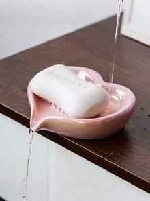 Zazumi 1 Buah Tempat Sabun Keramik Anti Selip Berbentuk Hati Warna Pink untuk Hari Valentine, Ulang Tahun, Pernikahan, Dekorasi Kamar Mandi Romantis, Ide Hadiah, Aksesori Rumah, Perlengkapan Mandi, Hadiah untuknya, Organizer Meja Rias - Berwarna merah muda - View 5