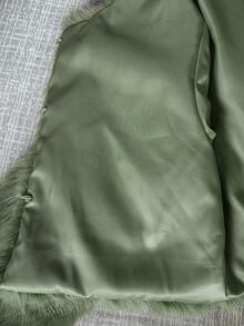 Allurite Fashionable Solid Color Faux Fur Super Short Jacket, Autumn/Winter