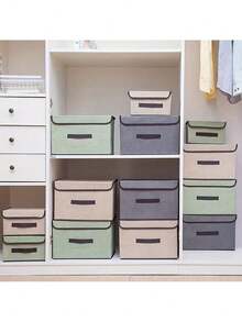 1Pc A Foldable Cloth Storage Box With Dustproof Cover - A Large-Capacity Organizer For Coffee Capsules And Other Items - Multicolor - View 1