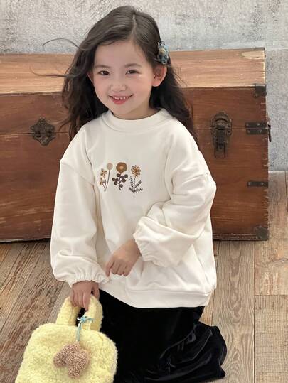 DAZY 少女花卉刺绣韩版高领T恤秋冬