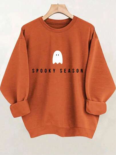 EMERY ROSE 加大码万圣节卫衣，休闲秋冬套头衫，圆领长袖卫衣，度假风秋季款