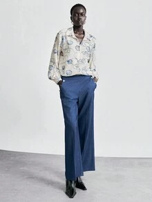 Lumivelle Women's Elegant Casual Shell Embroidered Open Front Loose Blouse Fall Cloth For Women - Apricot - View 6