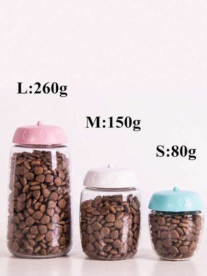 1pc Portable Pet Food Container With Hanging Rope, Suitable For 80g/150g/260g Capacity