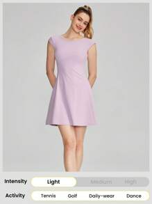 GLOWMODE FeatherFit™-Air U-Back Peekaboo Dress With Built-In Shorts Pocket Anti-Slip Light Support Yoga Studio Gym Daily Quick Dry Moisture Wicking