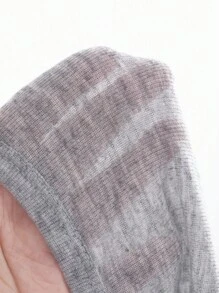 Dazy Plus 纯色圆领半开前长袖T恤，春夏学院风上衣 - 灰色 - 查看 4