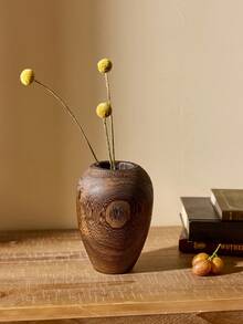 Cirelle 经典木制花瓶装饰，仿真干花艺术花瓶，简约插花花瓶，适用于客厅和展厅装饰，非常适合生日和毕业典礼 | 花瓶，房间装饰，花瓶，木花瓶 - 棕色 - 查看 4