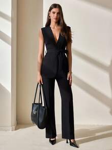 CLARA VERO Bộ đồ hai mảnh cho nữ gồm áo vest và quần - màu đen - Xem 1