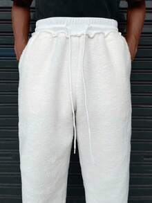 Manfinity EMRG 男士羊毛字母图案长袖运动衫和裤子休闲运动服套装男士两件套运动服男士两件套服装白色男士羊毛运动服白色运动服男士男士套装，秋装冬季 - 白色 - 查看 7