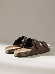 Solecia 男士圆头双带平底一脚蹬鞋，方便舒适，适合日常、聚会、通勤，时尚百搭