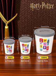 HARRY POTTER X SHEIN 1PC Cartoon Skull Pattern Ice Cream Tub,Tight-Fitting Silicone Lid, Easy Stacking Reusable Ice Cream Contai