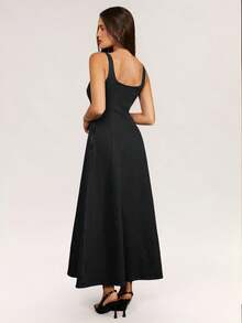 SHEIN Forever 21 春夏女装无袖/超长牛仔连衣裙 - 黑色 - 查看 2