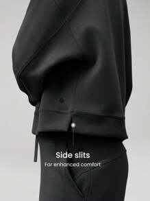 GLOWMODE 1件模態落肩運動衫,設有拇指孔 - 黑色 - 查看 4