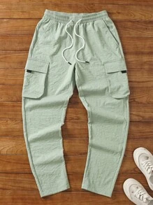 Manfinity VCAY Men's Casual Solid Color Cargo Pants, Suitable For Spring And Summer, Fall - Apricot - View 7