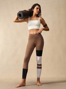 VARSIVA 女士紧身裤 女士条纹不对称腰部休闲运动紧身裤 - 彩色 - 查看 4