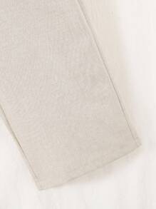 SHEIN 2 件套青少年男孩绅士风格服装，纯色撞色胸袋修身背心 + 优雅长裤，适合生日、婚礼、婚礼嘉宾、花童、戒童的正式服装 - 杏色 - 查看 6